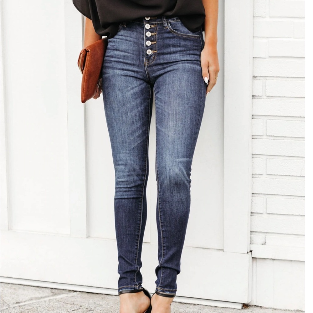 KanCan Kan Can Button Fly Dark Wash Skinny Jeans Denim Pants 26 - Picture 10 of 11